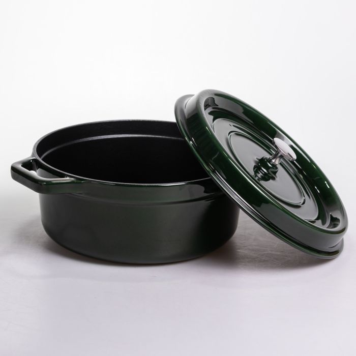 Кокотниця чавунна емальована 6,5 л, малахіт Yiwu HP-FLG-12 green (HP-FLG-12 green) - изображение 3