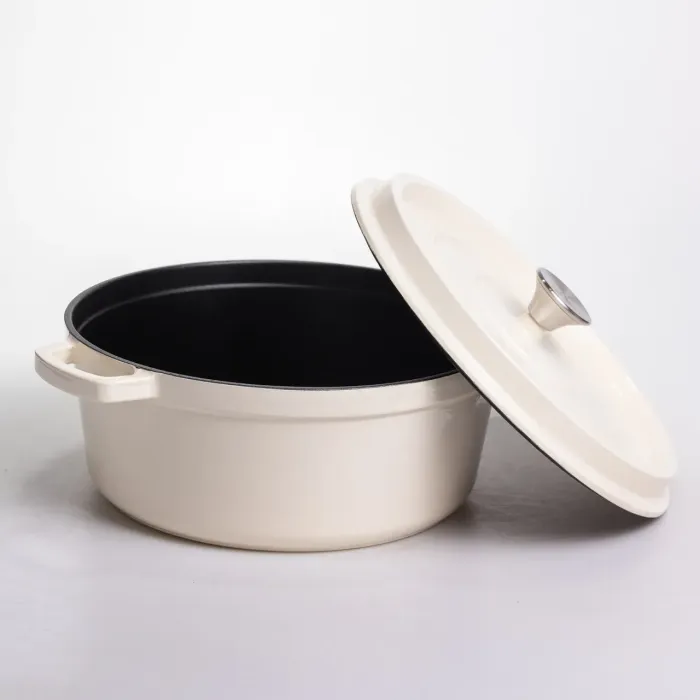 Кокотниця чавунна емальована 6 л, бежевий Yiwu HP-FLG-6 WHITE (HP-FLG-6 WHITE) - зображення 3