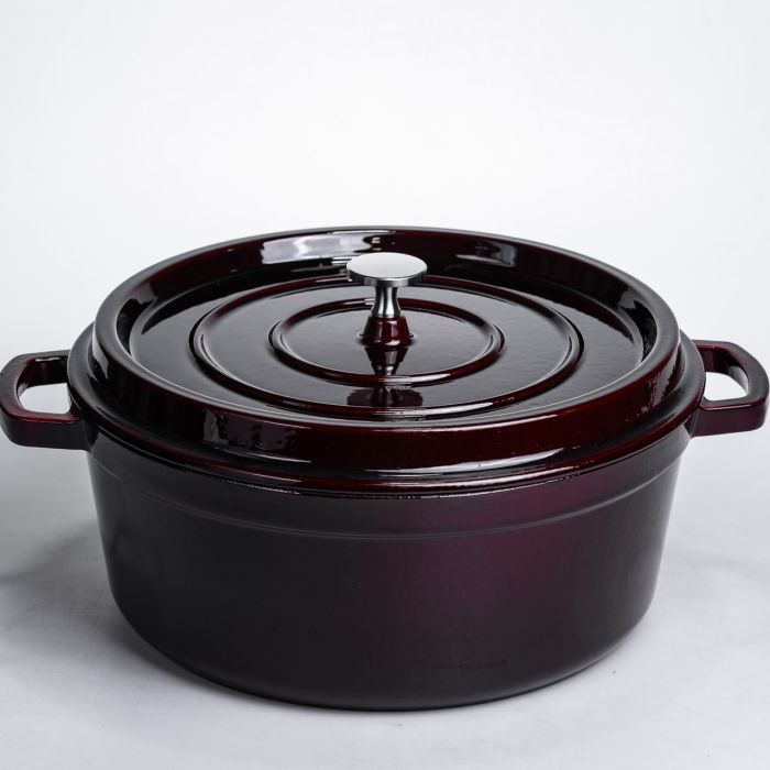 Кокотниця чавунна емальована 6 л, бургунді Yiwu HP-FLG-13 burgundy (HP-FLG-13 burgundy) - изображение 1