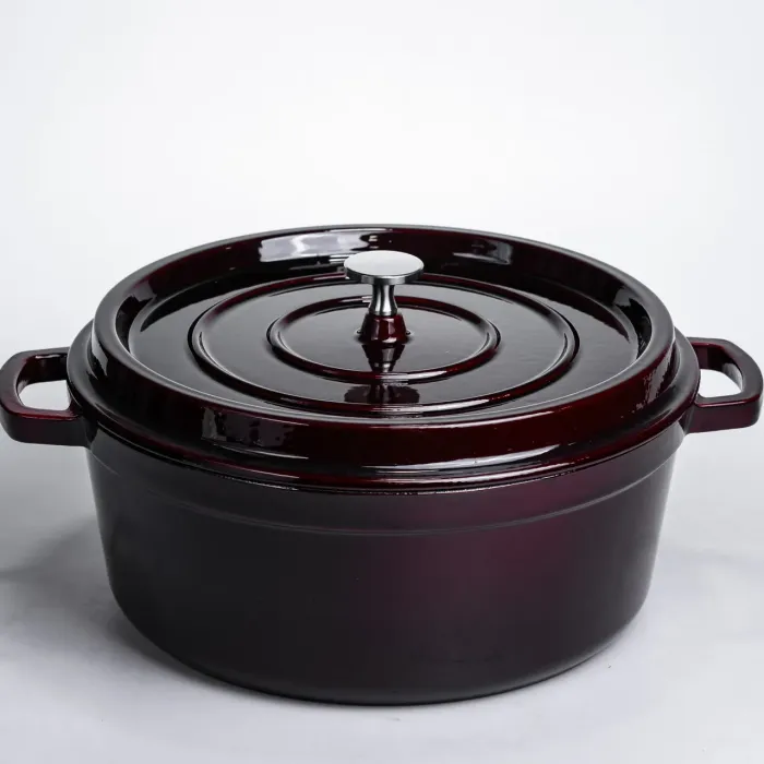 Кокотниця чавунна емальована 6 л, бургунді Yiwu HP-FLG-13 burgundy (HP-FLG-13 burgundy) - зображення 1