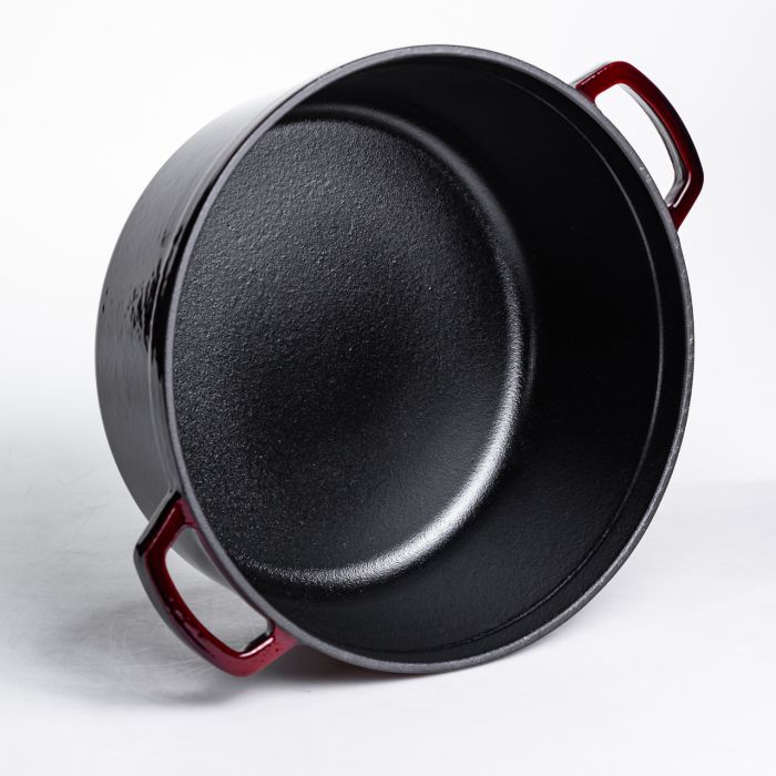 Кокотниця чавунна емальована 6 л, бургунді Yiwu HP-FLG-13 burgundy (HP-FLG-13 burgundy) - изображение 5