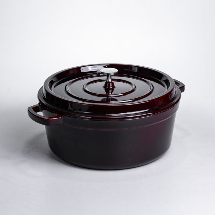 Кокотниця чавунна емальована 6 л, бургунді Yiwu HP-FLG-13 burgundy (HP-FLG-13 burgundy) - изображение 6