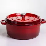 Кокотниця чавунна емальована 6 л, червоний Yiwu HP-FLG-6 RED (HP-FLG-6 RED)