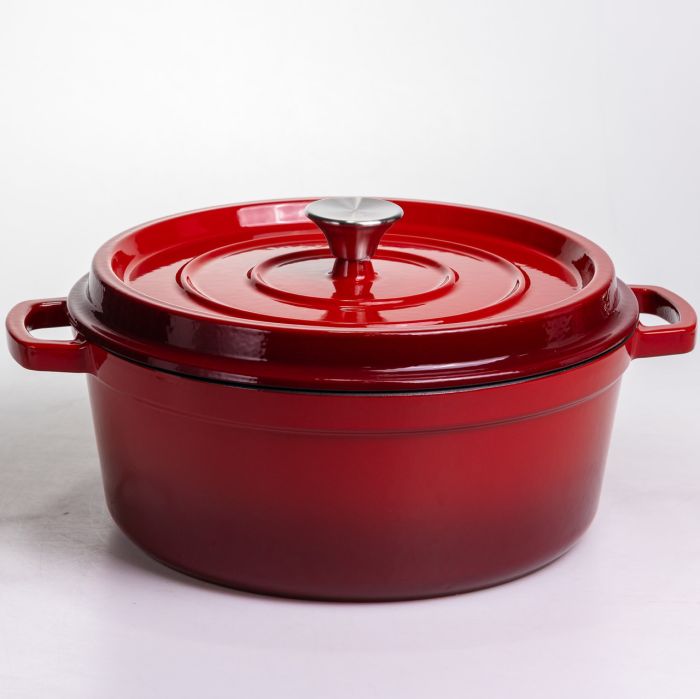 Кокотниця чавунна емальована 6 л, червоний Yiwu HP-FLG-6 RED (HP-FLG-6 RED) - изображение 1