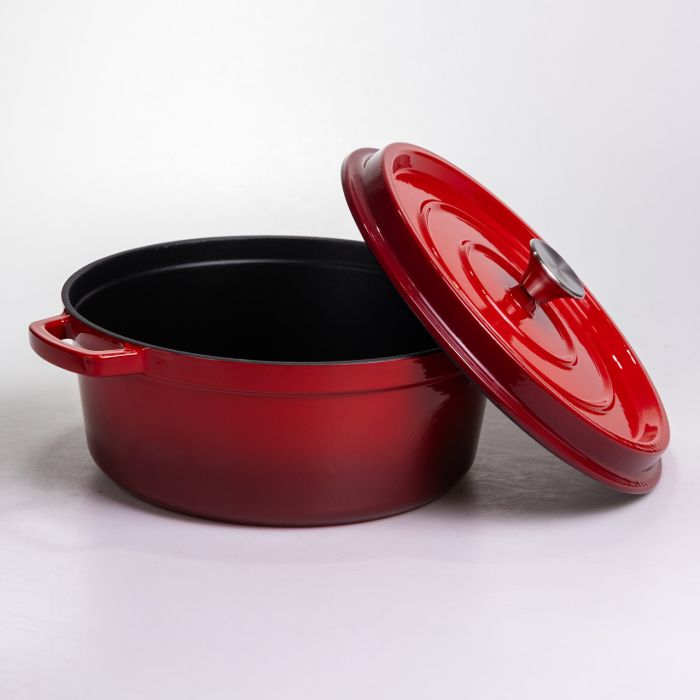 Кокотниця чавунна емальована 6 л, червоний Yiwu HP-FLG-6 RED (HP-FLG-6 RED) - изображение 3