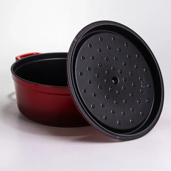 Кокотниця чавунна емальована 6 л, червоний Yiwu HP-FLG-6 RED (HP-FLG-6 RED) - зображення 4