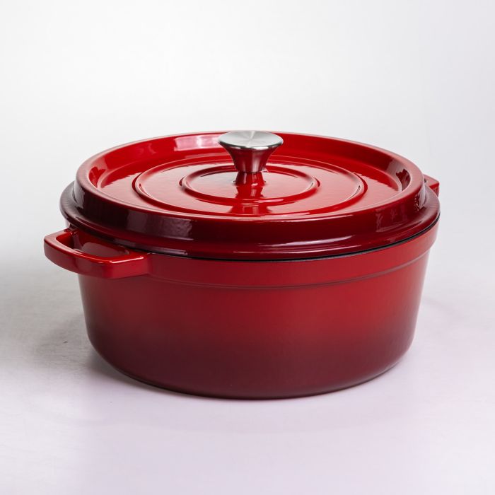 Кокотниця чавунна емальована 6 л, червоний Yiwu HP-FLG-6 RED (HP-FLG-6 RED) - изображение 6