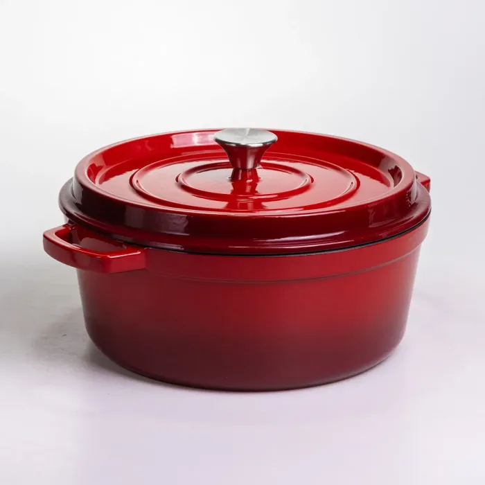 Кокотниця чавунна емальована 6 л, червоний Yiwu HP-FLG-6 RED (HP-FLG-6 RED) - зображення 6