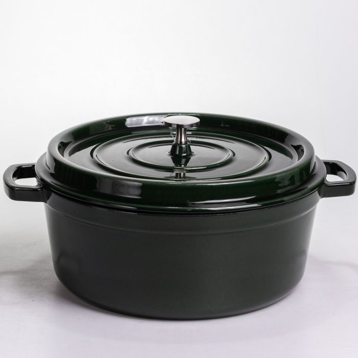 Кокотниця чавунна емальована 6 л, малахіт Yiwu HP-FLG-13 green (HP-FLG-13 green) - изображение 1