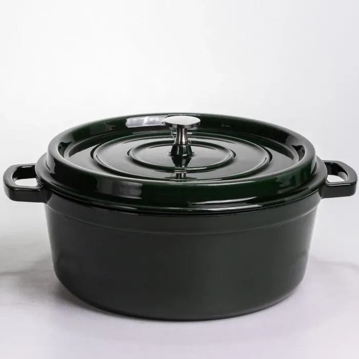 Кокотниця чавунна емальована 6 л, малахіт Yiwu HP-FLG-13 green (HP-FLG-13 green) - зображення 1
