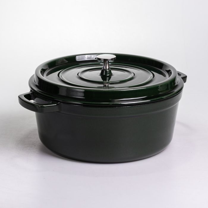 Кокотниця чавунна емальована 6 л, малахіт Yiwu HP-FLG-13 green (HP-FLG-13 green) - изображение 6