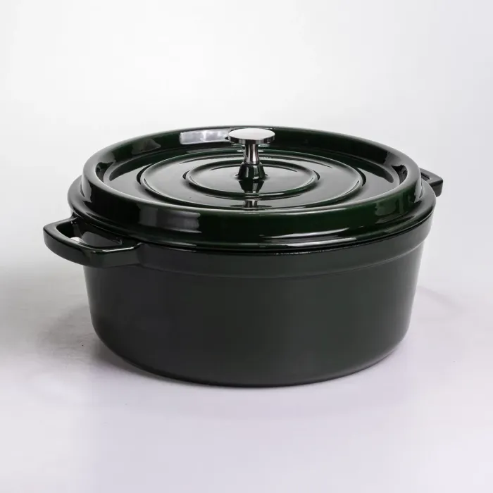 Кокотниця чавунна емальована 6 л, малахіт Yiwu HP-FLG-13 green (HP-FLG-13 green) - зображення 6