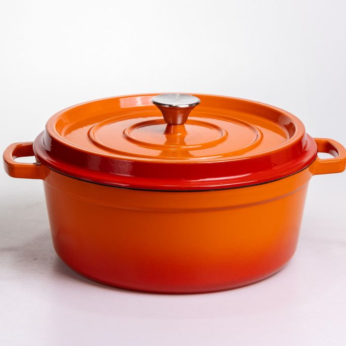 Кокотниця чавунна емальована 6 л, помаранчевий Yiwu HP-FLG-6 ORANGE (HP-FLG-6 ORANGE) - изображение 1
