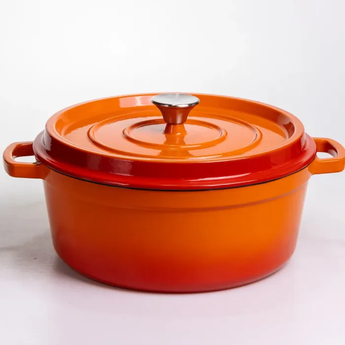 Кокотниця чавунна емальована 6 л, помаранчевий Yiwu HP-FLG-6 ORANGE (HP-FLG-6 ORANGE) - зображення 1