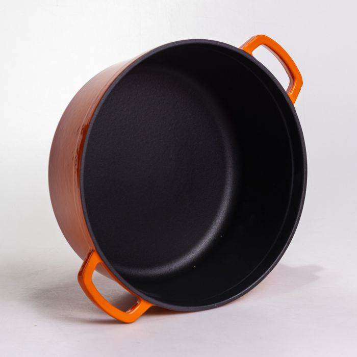Кокотниця чавунна емальована 6 л, помаранчевий Yiwu HP-FLG-6 ORANGE (HP-FLG-6 ORANGE) - изображение 5