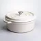 Кокотниця чавунна емальована 7,5 л, бежевий Yiwu HP-FLG-7 WHITE (HP-FLG-7 WHITE)