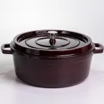 Кокотниця чавунна емальована 7,5 л, бургунді Yiwu HP-FLG-14 burgundy (HP-FLG-14 burgundy)