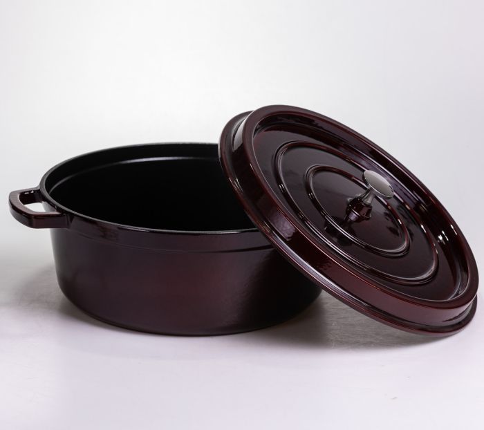 Кокотниця чавунна емальована 7,5 л, бургунді Yiwu HP-FLG-14 burgundy (HP-FLG-14 burgundy) - изображение 3