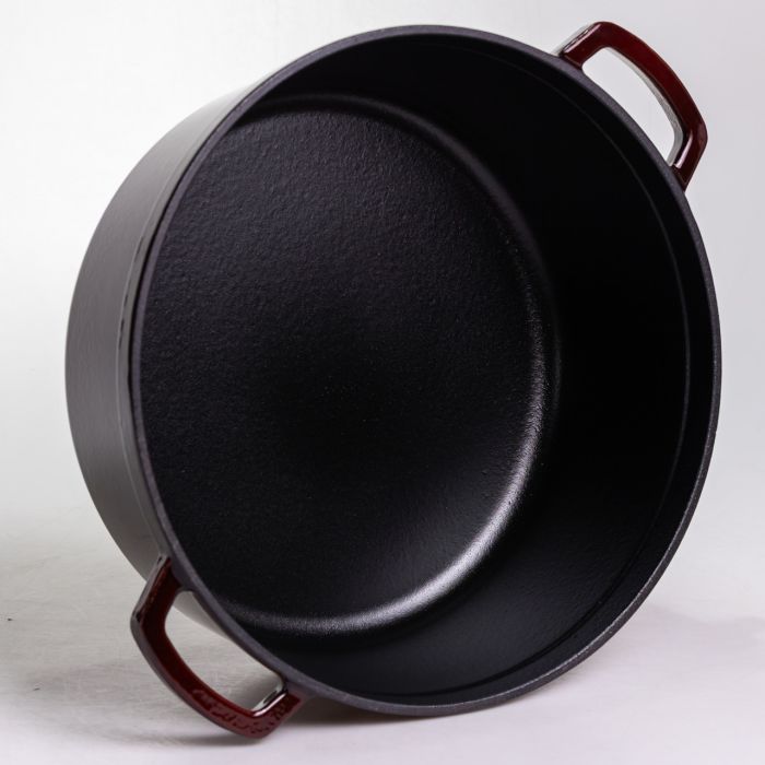 Кокотниця чавунна емальована 7,5 л, бургунді Yiwu HP-FLG-14 burgundy (HP-FLG-14 burgundy) - изображение 5