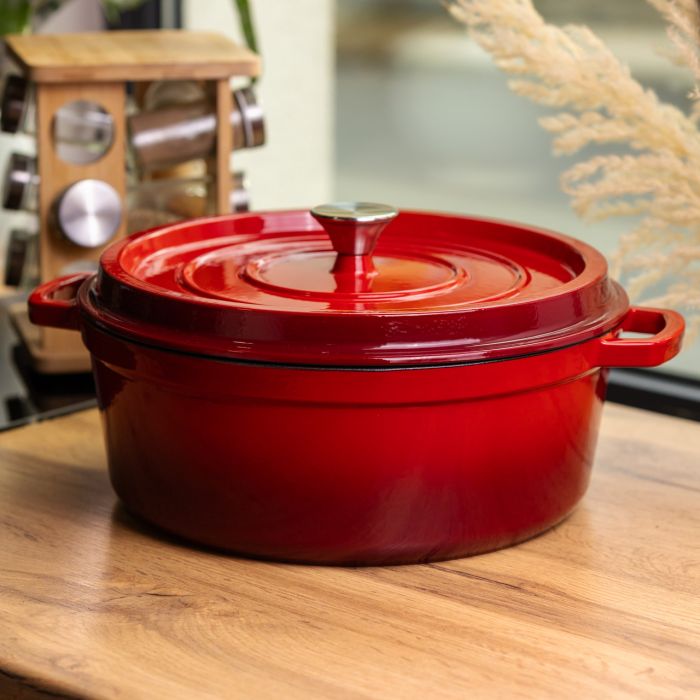 Кокотниця чавунна емальована 7,5 л, червоний Yiwu HP-FLG-7 RED (HP-FLG-7 RED) - изображение 2