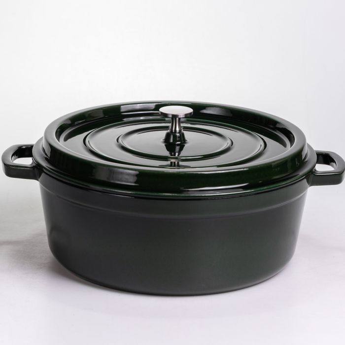 Кокотниця чавунна емальована 7,5 л, малахіт Yiwu HP-FLG-14 green (HP-FLG-14 green) - изображение 1