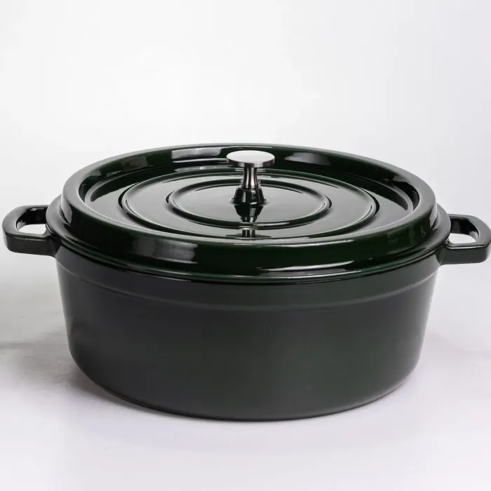 Кокотниця чавунна емальована 7,5 л, малахіт Yiwu HP-FLG-14 green (HP-FLG-14 green) - изображение 1