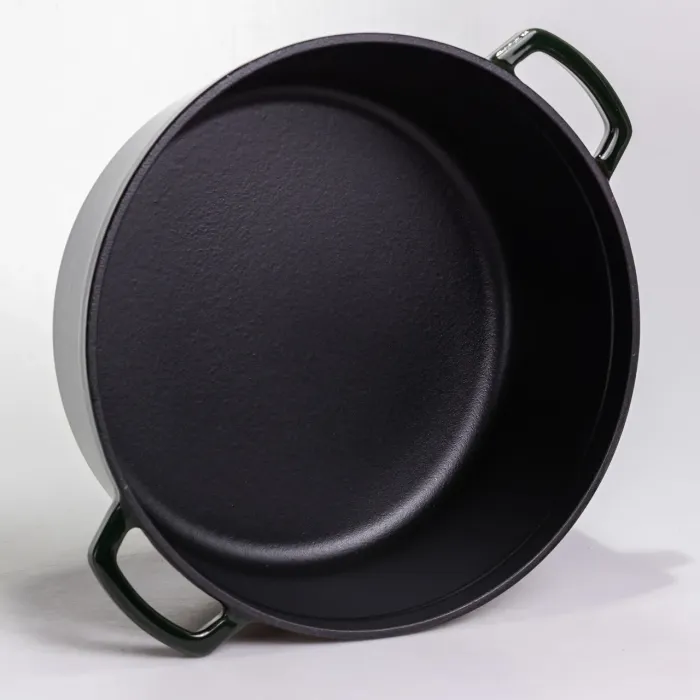 Кокотниця чавунна емальована 7,5 л, малахіт Yiwu HP-FLG-14 green (HP-FLG-14 green) - изображение 5