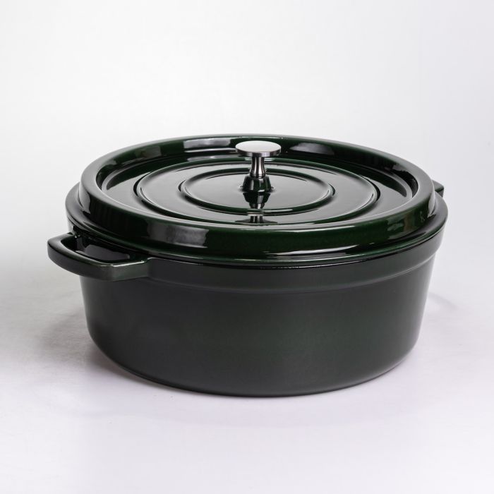 Кокотниця чавунна емальована 7,5 л, малахіт Yiwu HP-FLG-14 green (HP-FLG-14 green) - изображение 6