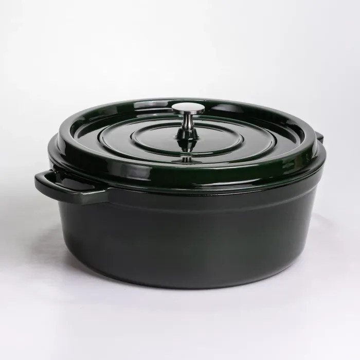Кокотниця чавунна емальована 7,5 л, малахіт Yiwu HP-FLG-14 green (HP-FLG-14 green) - изображение 6