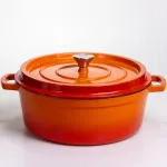 Кокотниця чавунна емальована 7,5 л, помаранчевий Yiwu HP-FLG-7 ORANGE (HP-FLG-7 ORANGE)