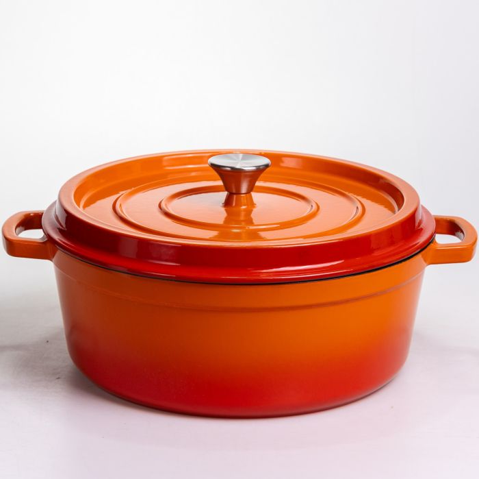 Кокотниця чавунна емальована 7,5 л, помаранчевий Yiwu HP-FLG-7 ORANGE (HP-FLG-7 ORANGE) - изображение 1