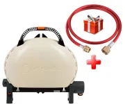 КОМПЛЕКТ Портативний переносний газовий гриль O-GRILL 500, кремовий + шланг в подарунок!