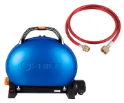 КОМПЛЕКТ Портативний переносний газовий гриль O-GRILL 500, синій  + шланг в подарунок!