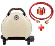 КОМПЛЕКТ Портативний переносний газовий гриль O-GRILL 600T, кремовий + шланг в подарунок!