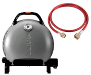 КОМПЛЕКТ Портативний переносний газовий гриль O-GRILL 600T, срібло + шланг в подарунок!