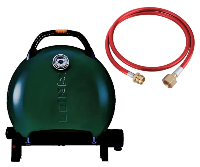 КОМПЛЕКТ Портативний переносний газовий гриль O-GRILL 600T, зелений + шланг в подарунок! - зображення 1