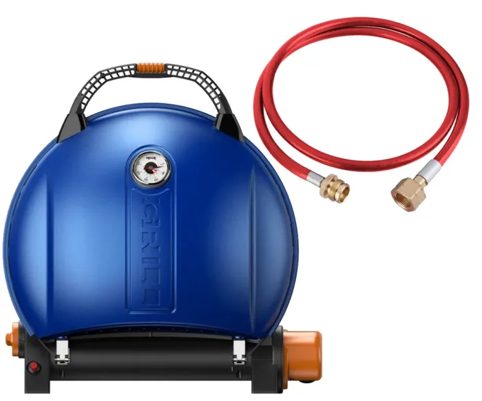 КОМПЛЕКТ Портативний переносний газовий гриль O-GRILL 900, синій + шланг в подарунок! - зображення 1