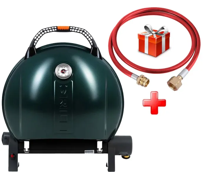 КОМПЛЕКТ Портативний переносний газовий гриль O-GRILL 900, зелений + шланг в подарунок! - зображення 1