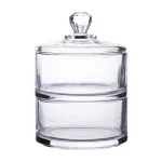 Конфета двухъярусная стеклянная 10 см с крышкой круглая круглая (HP-YH-23)