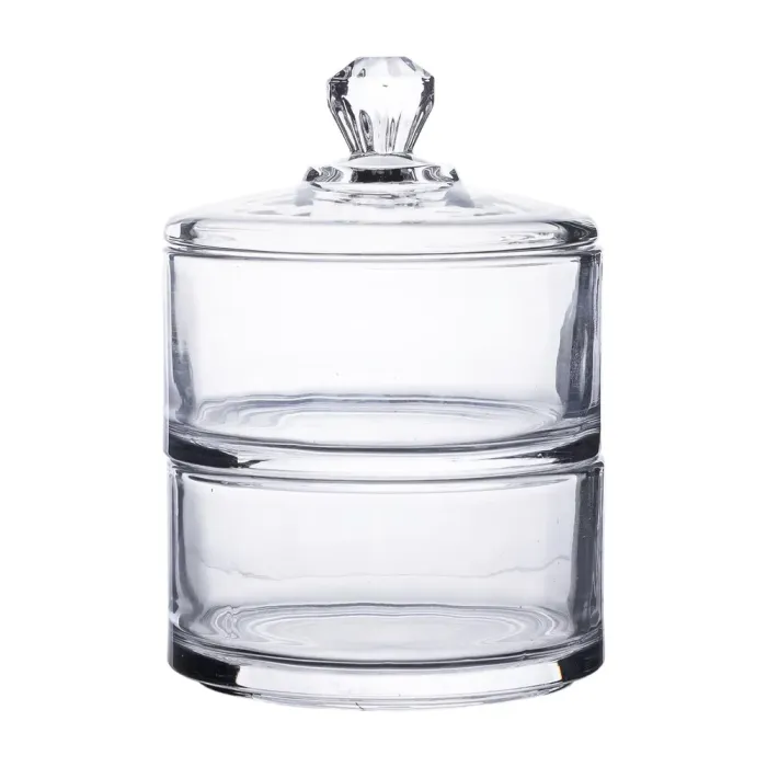 Конфета двухъярусная стеклянная 10 см с крышкой круглая круглая (HP-YH-23) - изображение 1