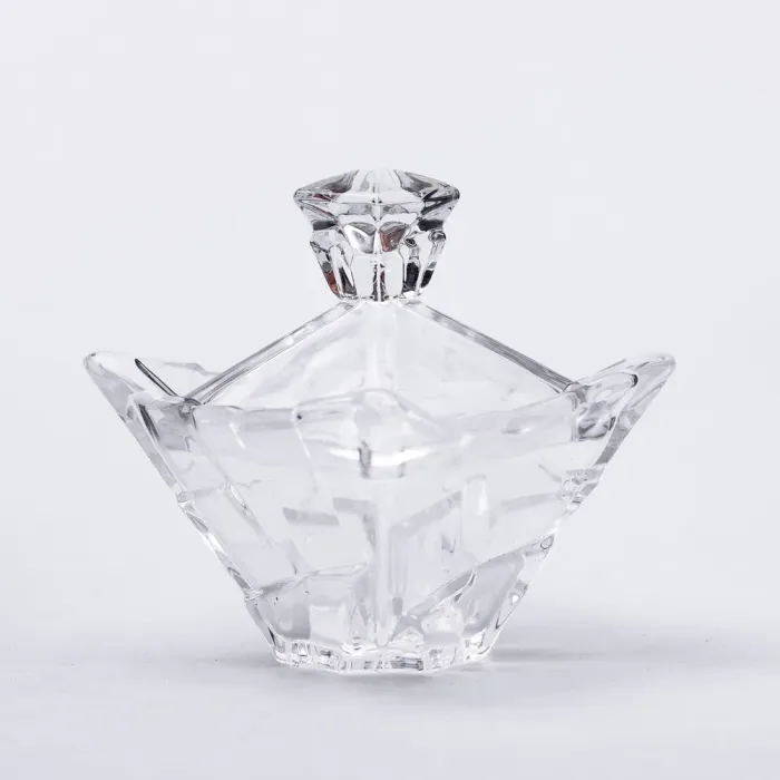 Цукорниця з кришкою 10×10×12 см ваза цукорниця квадратна скляна (HP-4-118) - изображение 2