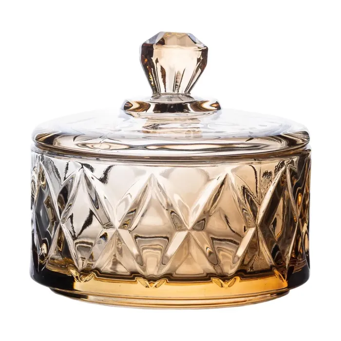 Конфета с крышкой 10 см стеклянная коричневая (HP-YH-21) - изображение 2