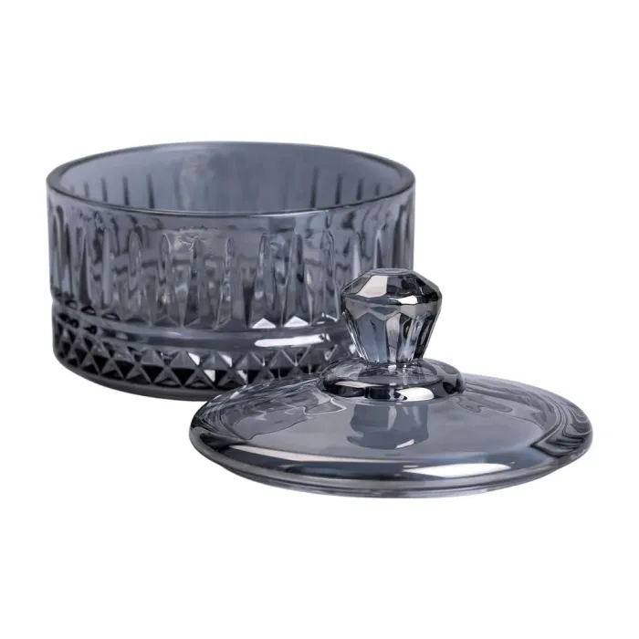 Конфета с крышкой 10 см стеклянная Серая (HP-YH-78) - изображение 3