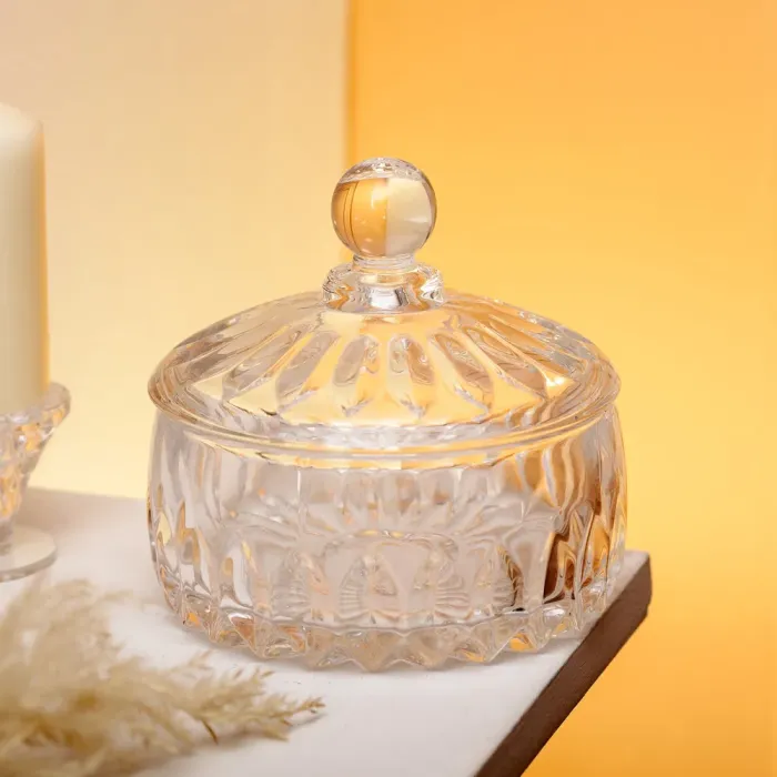 Цукерниця з кришкою Ø13 см ваза цукерниця кругла скляна прозора (HP-4-124) - изображение 4