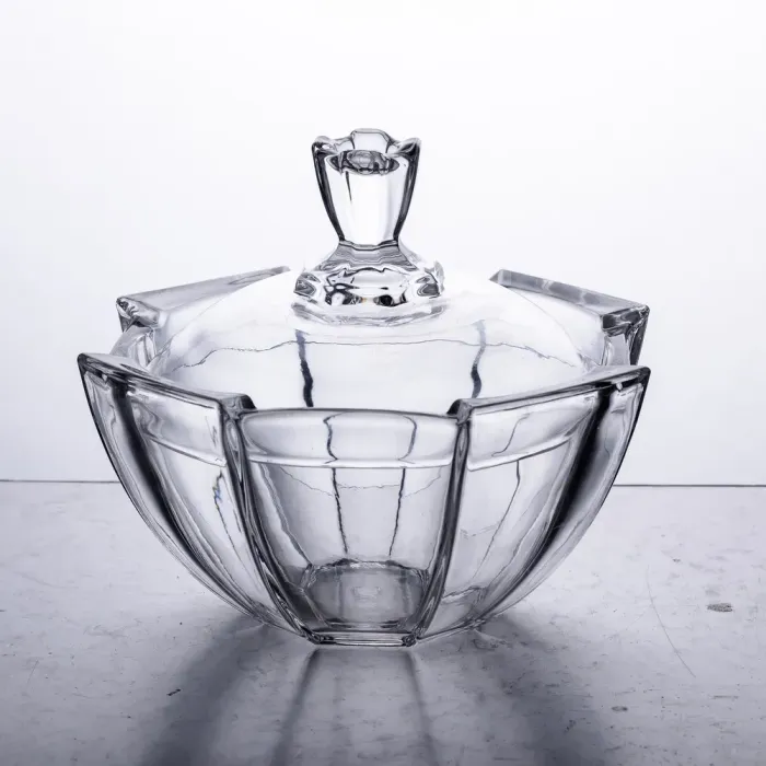 Цукорниця з кришкою Ø 15 см ваза цукорниця кругла скляна (HP-4-120) - изображение 1