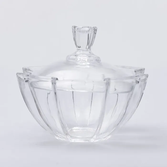 Цукорниця з кришкою Ø 15 см ваза цукорниця кругла скляна (HP-4-120) - изображение 3