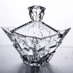 Цукорниця з кришкою 16×16×19 см ваза цукорниця квадратна скляна (HP-4-119)