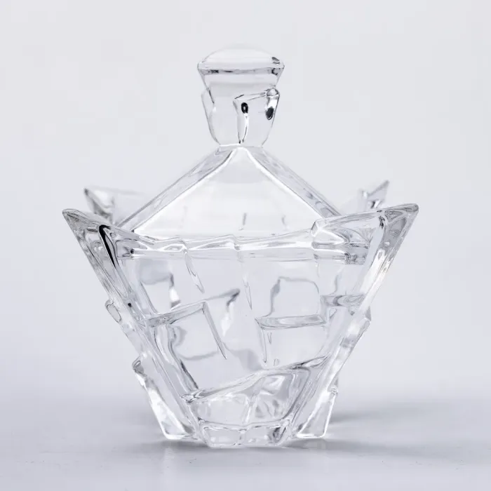 Цукорниця з кришкою 16×16×19 см ваза цукорниця квадратна скляна (HP-4-119) - изображение 3