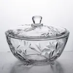 Салатниця скляна з кришкою 24 см під кришталь (HP-YH-62)