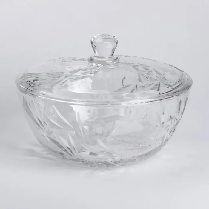 Салатница стеклянная с крышкой 24 см под хрусталь (HP-YH-62) - изображение 2